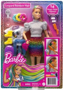Barbie Leopard Rainbow Hair Ξανθιά Κούκλα Color-change Hair Feature, 16 Αξεσουάρ